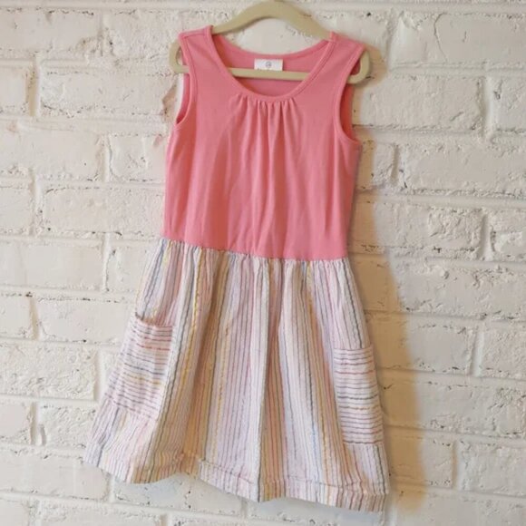 Hanna Andersson Sweet Pink & Striped Knit Dress with Pockets - Picture 1 of 5